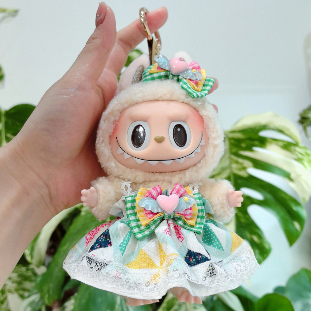 Labubu Doll Clothes Retro Style Cute Lace Pod Dress Series Suit With hair accessories