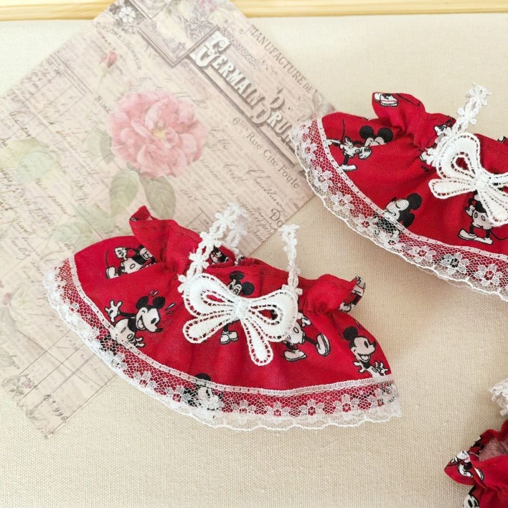 Original Handmade Labubu Doll Clothes Pink Cute Lace Pod Dress Series Suit With Hair Accessories