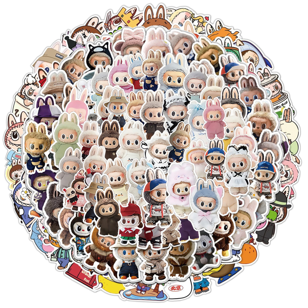 190 pcs Cartoon Labubu Stickers, Waterproof Vinyl Decal for Teen Water Bottler Sticker Adult Girl Laptop Skateboard Phone Guitar Travel Case Bike