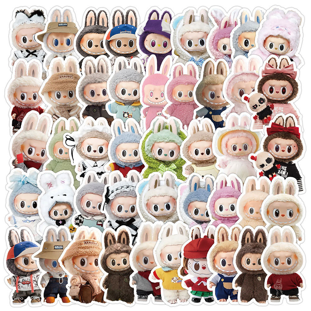 100 Pcs Cartoon Labubu Stickers, Cool Sticker for Waterproof Vinyl Decal for Teen Adult Girl Water Bottler Laptop Skateboard Phone Guitar Travel Case Bike