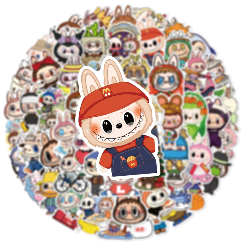 120 pcs Cartoon Labubu Stickers, Cool Stickers for Labubu Waterproof Vinyl Decal for Teen Water Bottler Sticker Adult Girl Laptop Skateboard Phone Guitar Travel Case Bike