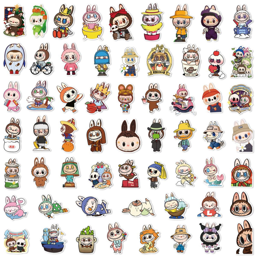120 pcs Cartoon Labubu Stickers, Cool Stickers for Labubu Waterproof Vinyl Decal for Teen Water Bottler Sticker Adult Girl Laptop Skateboard Phone Guitar Travel Case Bike
