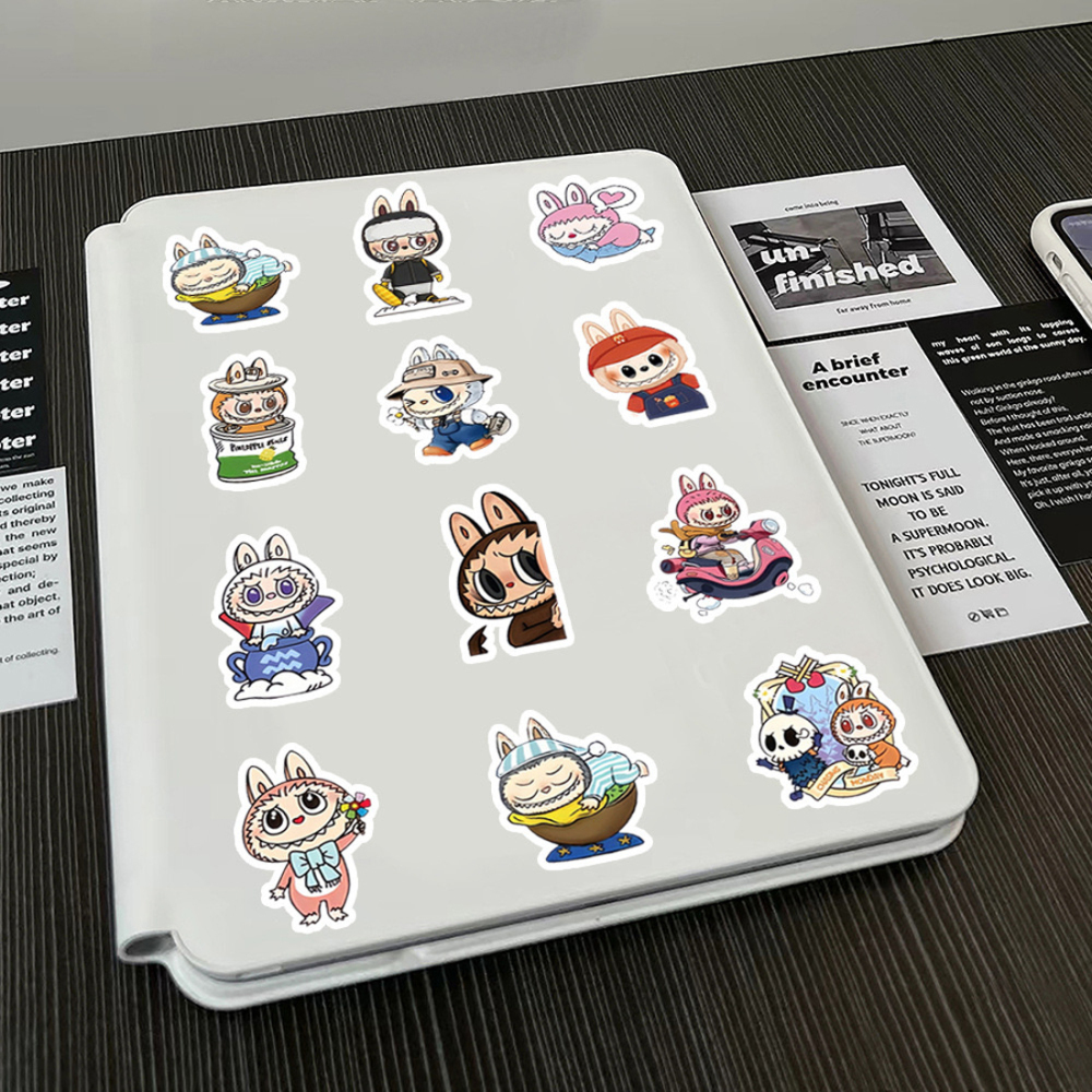 120 pcs Cartoon Labubu Stickers, Cool Stickers for Labubu Waterproof Vinyl Decal for Teen Water Bottler Sticker Adult Girl Laptop Skateboard Phone Guitar Travel Case Bike