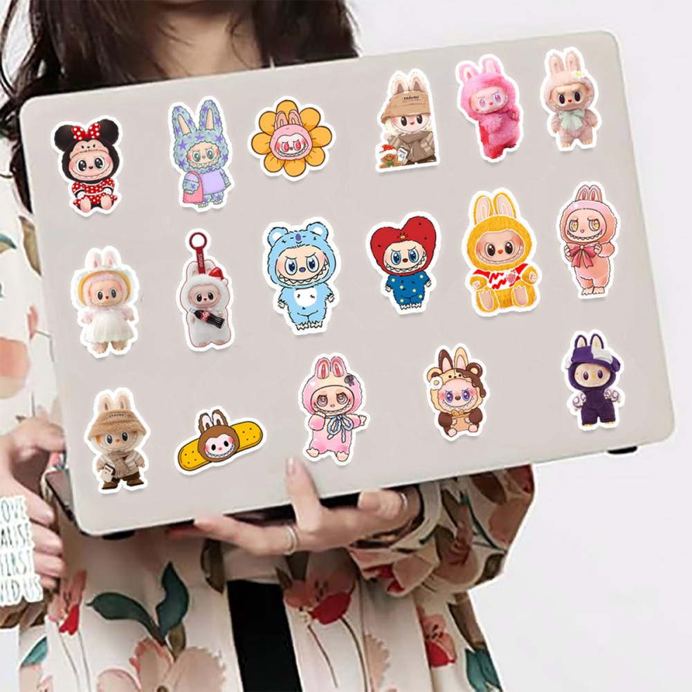 100 Pcs Cartoon Labubu Stickers, Cool Stickers for Labubu Waterproof Vinyl Decal for Teen Water Bottler Sticker Adult Girl Laptop Skateboard Phone Guitar Travel Case Bike