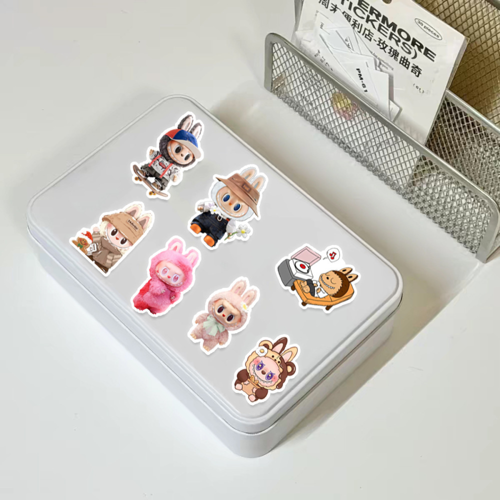 100 Pcs Cartoon Labubu Stickers, Cool Stickers for Labubu Waterproof Vinyl Decal for Teen Water Bottler Sticker Adult Girl Laptop Skateboard Phone Guitar Travel Case Bike