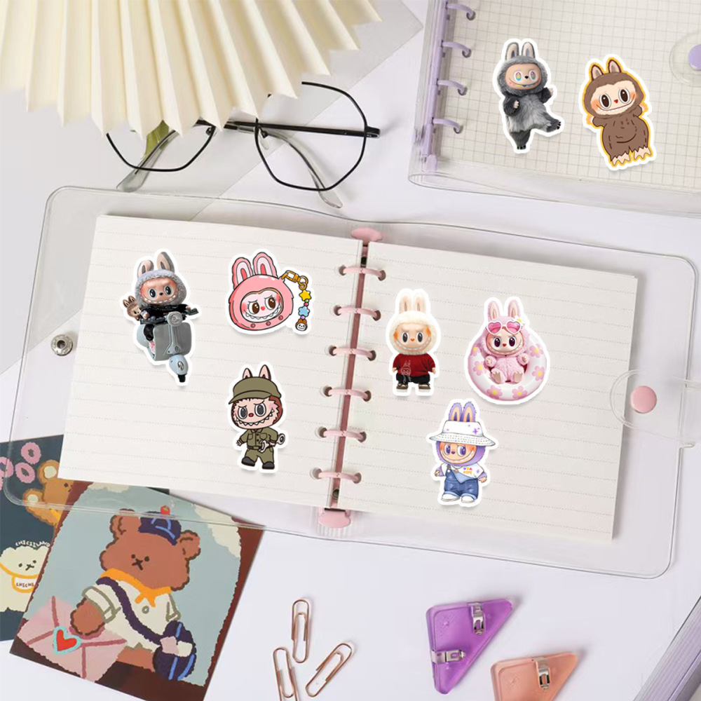 100 Pcs Cartoon Labubu Stickers, Cool Stickers for Labubu Waterproof Vinyl Decal for Teen Water Bottler Sticker Adult Girl Laptop Skateboard Phone Guitar Travel Case Bike