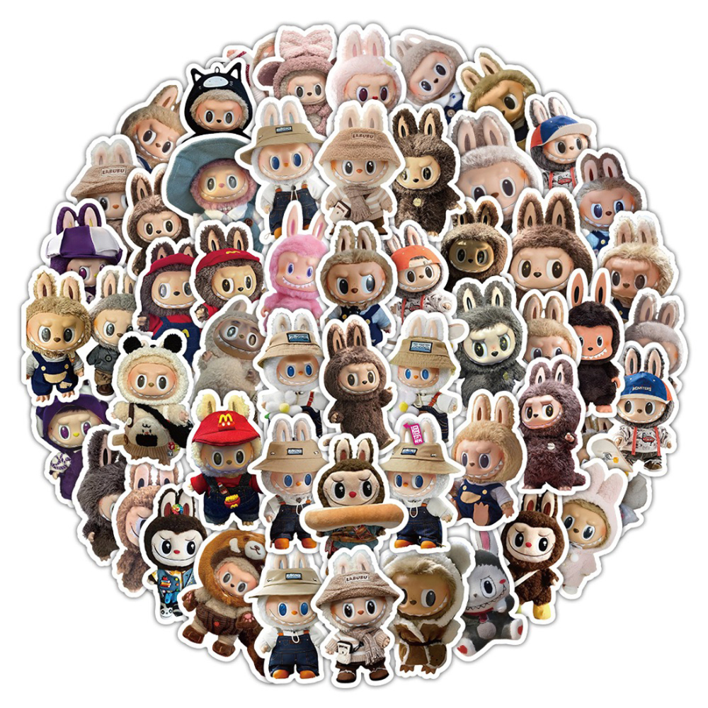 120 pcs Cartoon Labubu Stickers, Waterproof Vinyl Decal for Teen Water Bottler Sticker Adult Girl Laptop Skateboard Phone Guitar Travel Case Bike