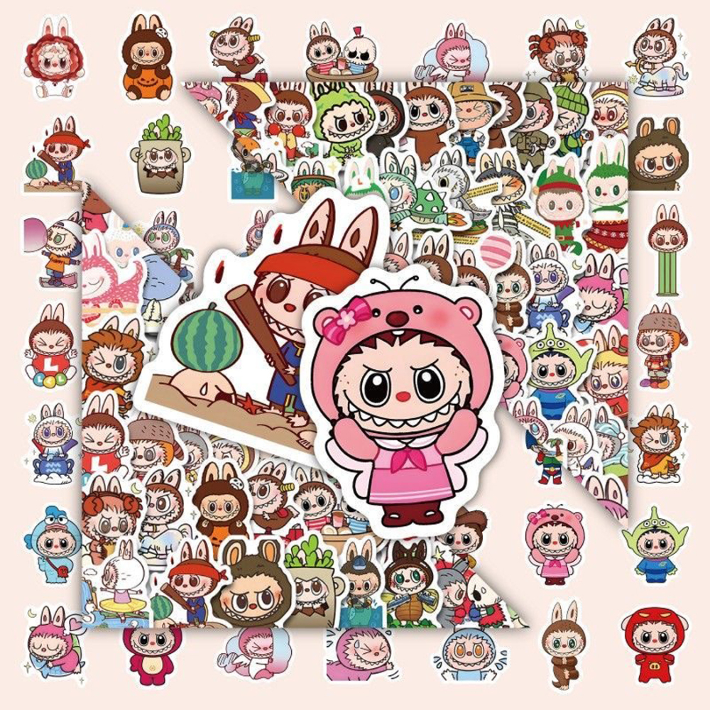 160 pcs Waterproof Cartoon Labubu Stickers, Cool Vinyl Decal for Teen Water Bottler Sticker Adult Waterproof Girl Laptop Skateboard Phone Guitar Bike Travel Case