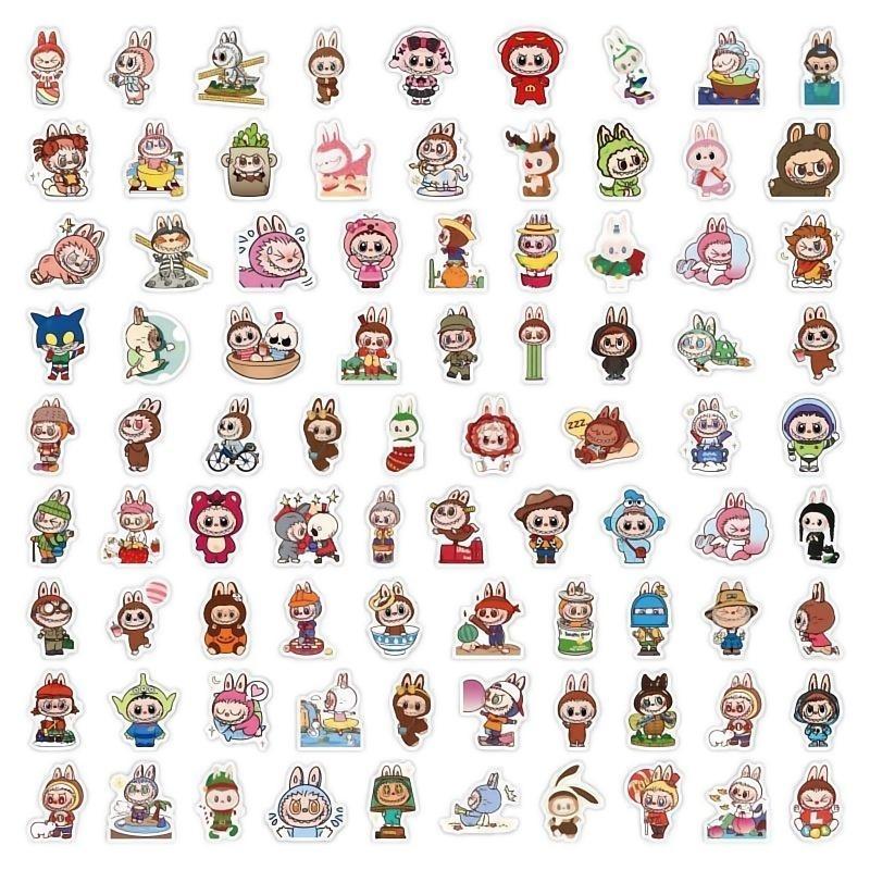 190 pcs Cartoon Labubu Stickers, Waterproof Vinyl Decal for Teen Water Bottler Sticker Adult Girl Laptop Skateboard Phone Guitar Travel Case Bike
