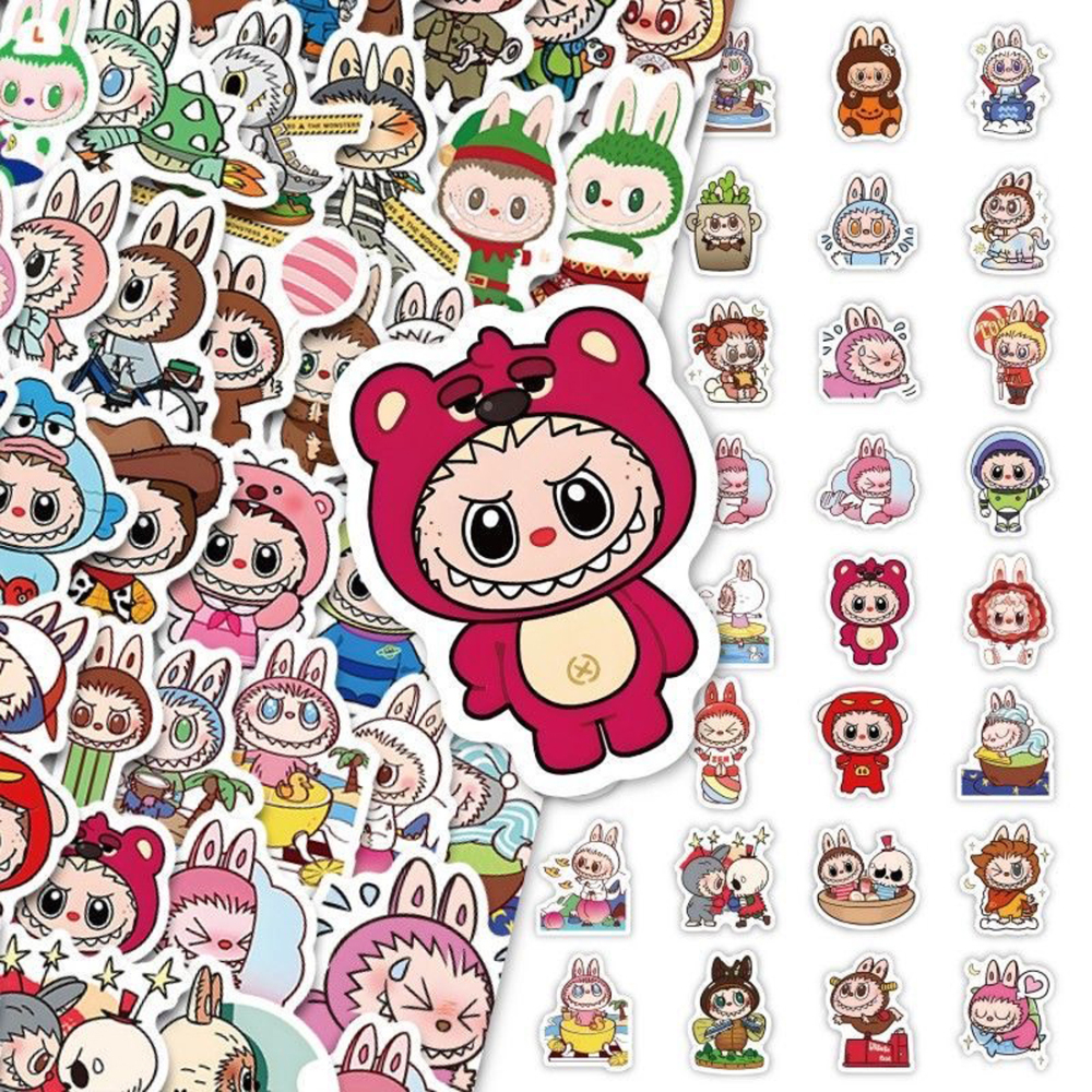 160 pcs Waterproof Cartoon Labubu Stickers, Cool Vinyl Decal for Teen Water Bottler Sticker Adult Waterproof Girl Laptop Skateboard Phone Guitar Bike Travel Case