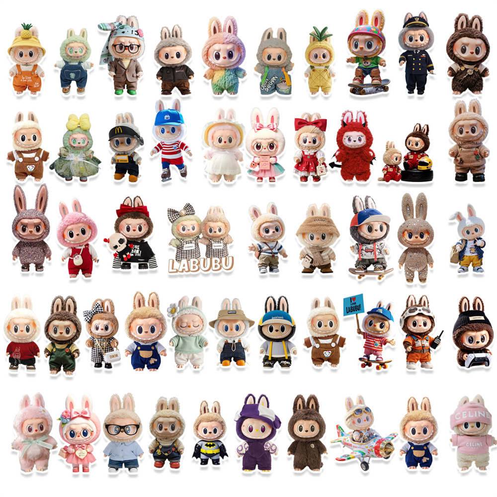 100 Pcs Cartoon Labubu Stickers, Cool Stickers for Labubu Waterproof Vinyl Decal for Teen Water Bottler Sticker Adult Girl Laptop Skateboard Phone Guitar Travel Case Bike