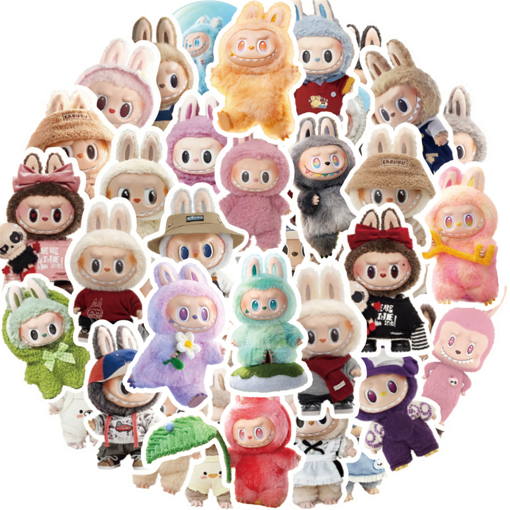 100 Pcs Cartoon Labubu Stickers, Cool Stickers for Labubu Waterproof Vinyl Decal for Teen Water Bottler Sticker Adult Girl Laptop Skateboard Phone Guitar Travel Case Bike
