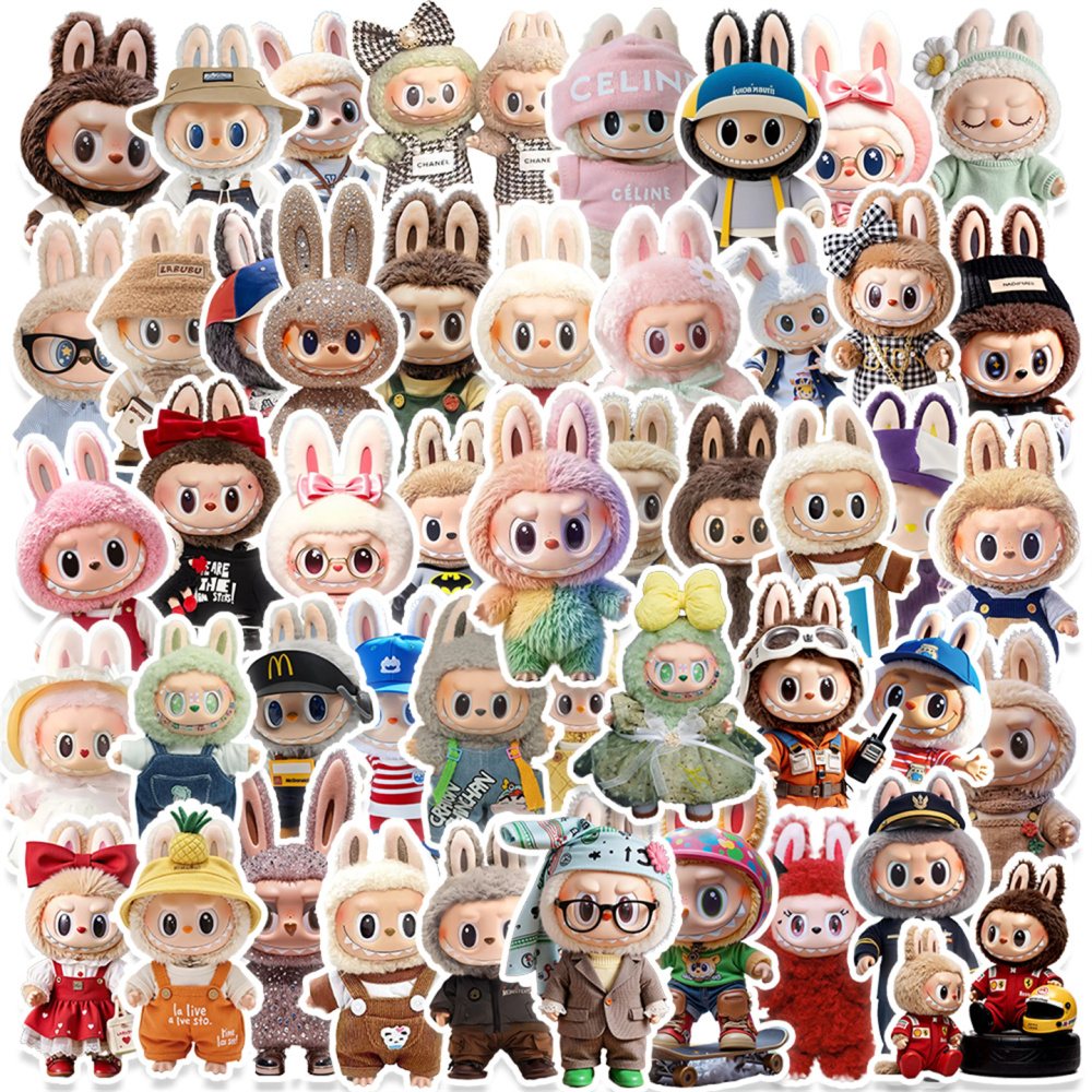 100 Pcs Cartoon Labubu Stickers, Cool Stickers for Labubu Waterproof Vinyl Decal for Teen Water Bottler Sticker Adult Girl Laptop Skateboard Phone Guitar Travel Case Bike