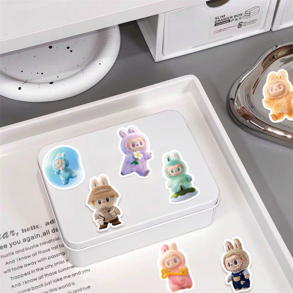 100 Pcs Cartoon Labubu Stickers, Cool Stickers for Labubu Waterproof Vinyl Decal for Teen Water Bottler Sticker Adult Girl Laptop Skateboard Phone Guitar Travel Case Bike