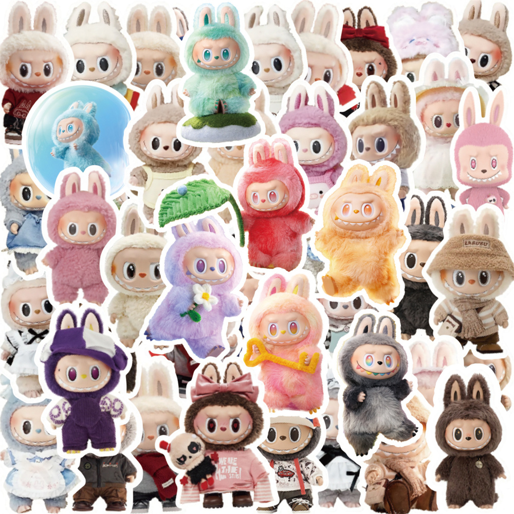 100 Pcs Cartoon Labubu Stickers, Cool Stickers for Labubu Waterproof Vinyl Decal for Teen Water Bottler Sticker Adult Girl Laptop Skateboard Phone Guitar Travel Case Bike
