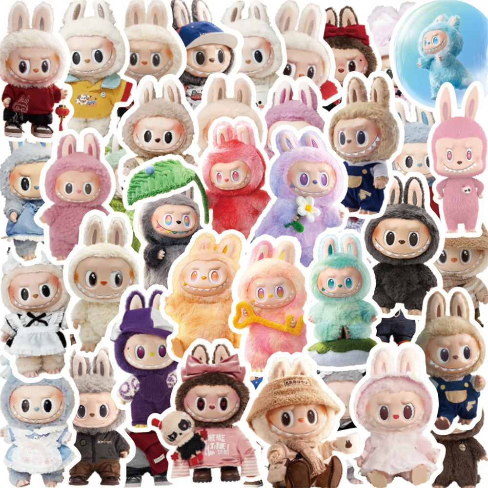 100 Pcs Cartoon Labubu Stickers, Cool Stickers for Labubu Waterproof Vinyl Decal for Teen Water Bottler Sticker Adult Girl Laptop Skateboard Phone Guitar Travel Case Bike