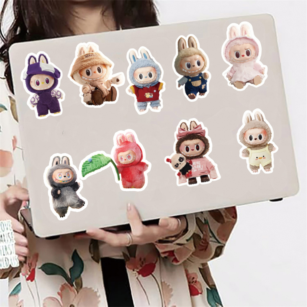 100 Pcs Cartoon Labubu Stickers, Cool Stickers for Labubu Waterproof Vinyl Decal for Teen Water Bottler Sticker Adult Girl Laptop Skateboard Phone Guitar Travel Case Bike
