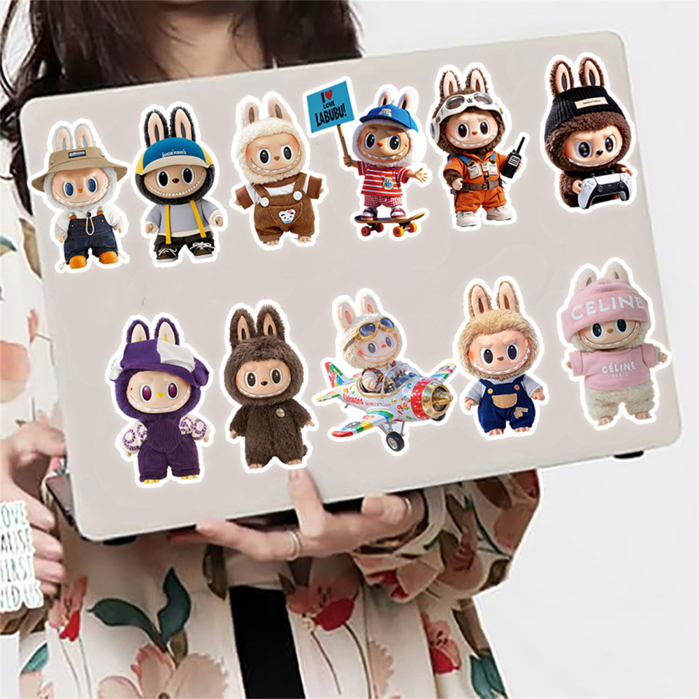 100 Pcs Cartoon Labubu Stickers, Cool Stickers for Labubu Waterproof Vinyl Decal for Teen Water Bottler Sticker Adult Girl Laptop Skateboard Phone Guitar Travel Case Bike