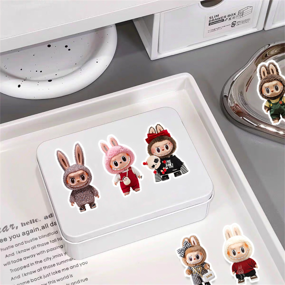 100 Pcs Cartoon Labubu Stickers, Cool Stickers for Labubu Waterproof Vinyl Decal for Teen Water Bottler Sticker Adult Girl Laptop Skateboard Phone Guitar Travel Case Bike