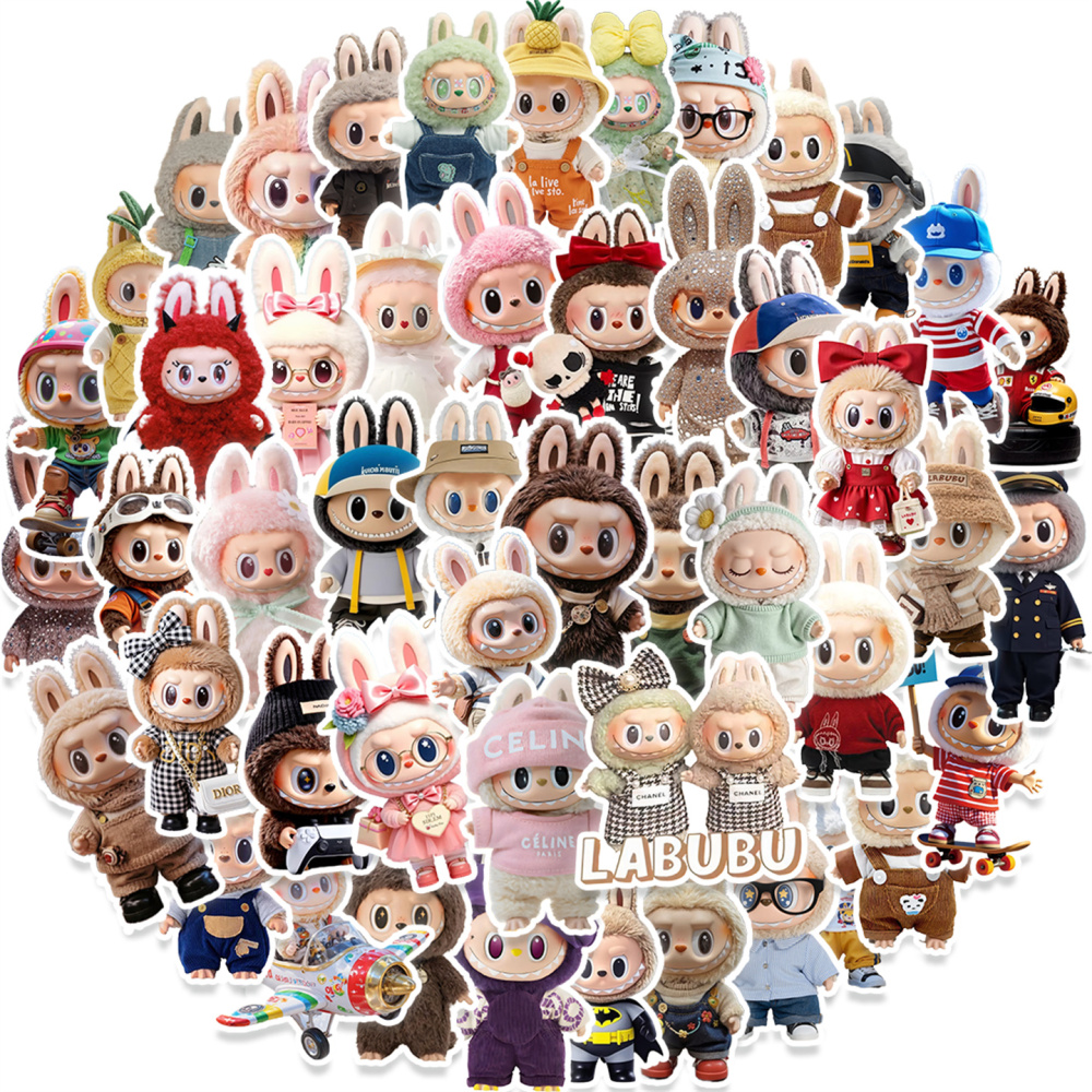 100 Pcs Cartoon Labubu Stickers, Cool Stickers for Labubu Waterproof Vinyl Decal for Teen Water Bottler Sticker Adult Girl Laptop Skateboard Phone Guitar Travel Case Bike