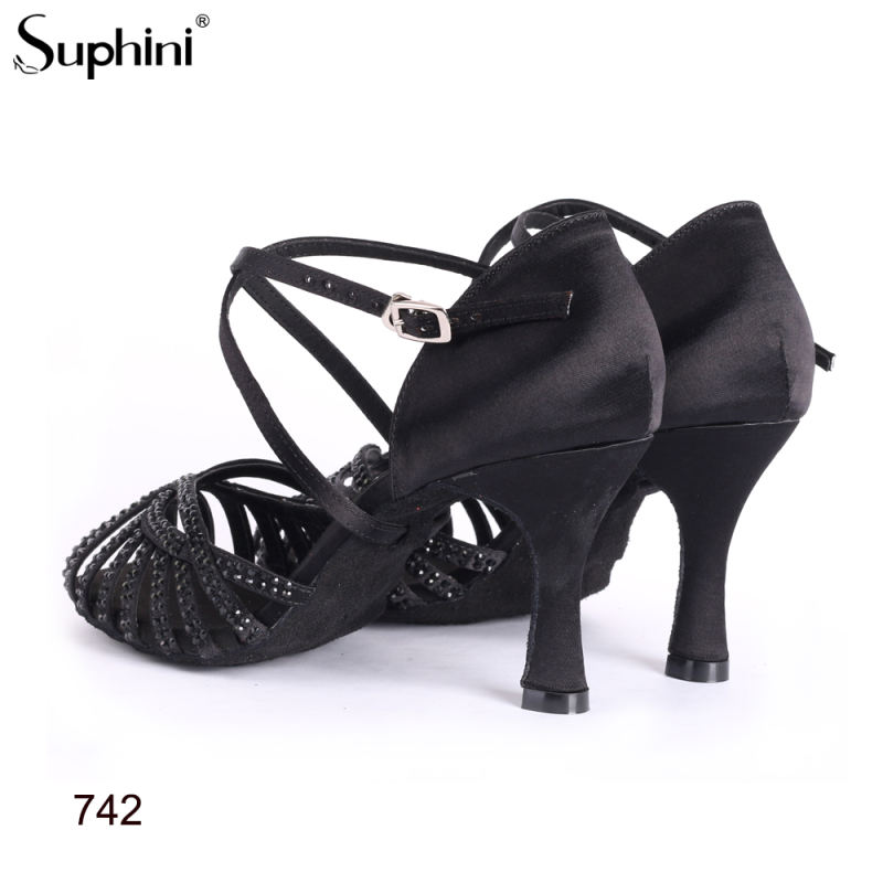 Free Shipping Suphini Black Woman Salsa Dance shoes