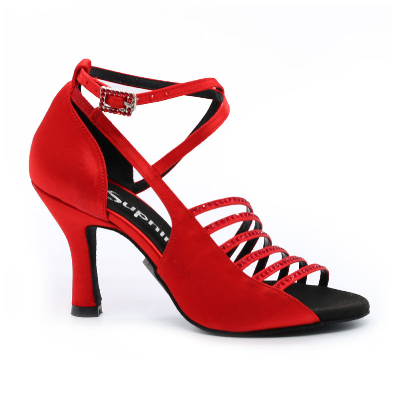 Suphini New Arrivals Chinese Red Multi Strap Ballroom Party Dance Shoes