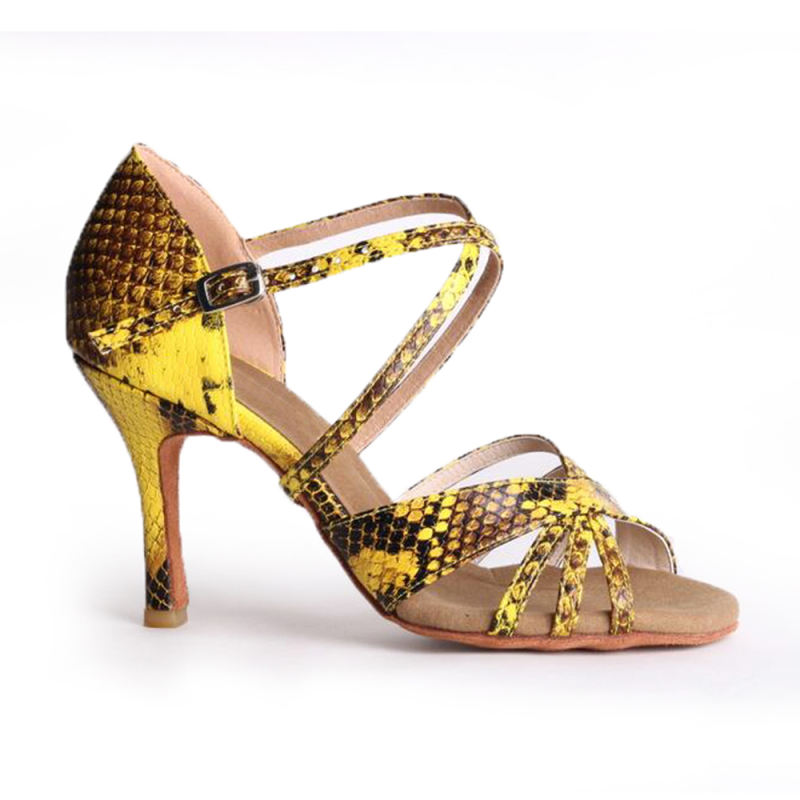 Suphini Free Shipping New Material Snake Skin 8cm Salsa Latin Strap Salsa Dance Shoes