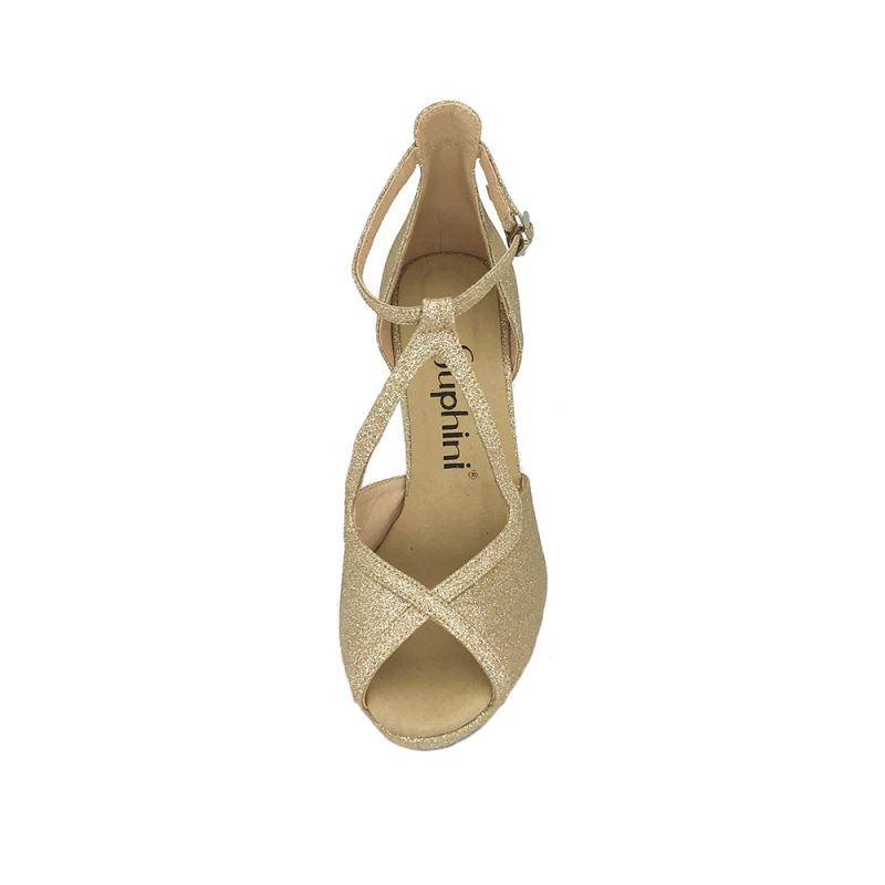 Free Shipping Suphini Gold Sparkle 10cm High Heel With Platform Dance Shoes 10cm Platform Open Toe Ballroom Latin Dance Shoes