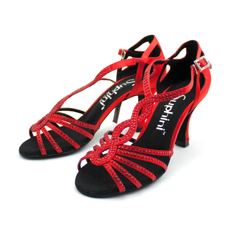 Free Shipping Suphini Red Woman Salsa Dance shoes