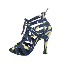 Free Shipping Suphini 10cm Heel Sexy Cool Girl Indigo Color Camouflage Fabric Ankle Lace-Up Latin Salsa Dance Boots