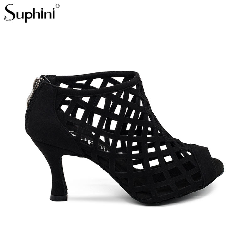 【Fever Pitch】Crystal Cut Outs Lace Up 10cm Flare Heel Boots