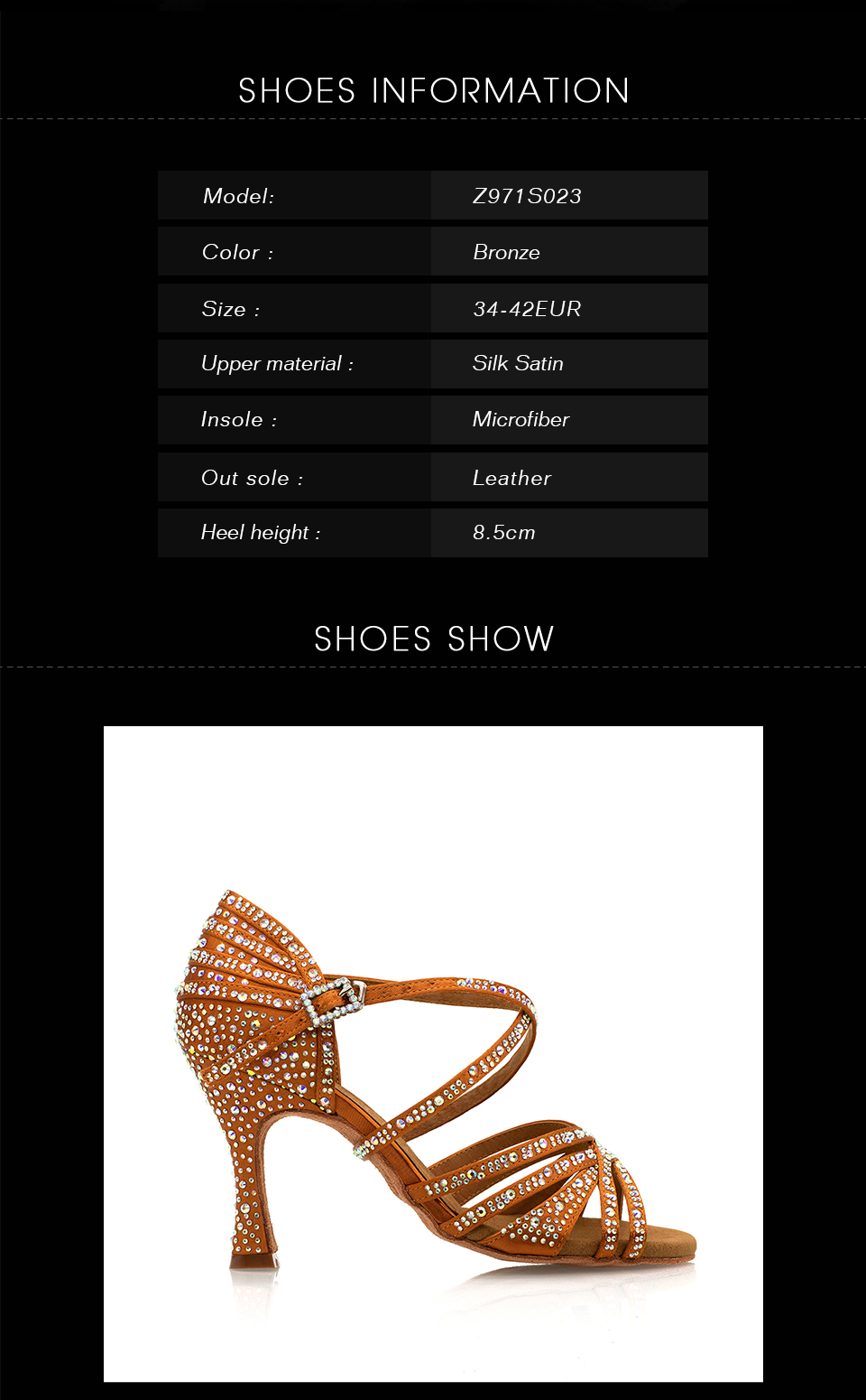 Kira】Crystal 5 Strap 8.5cm Flare Heel Sandals,Social Dance Shoes