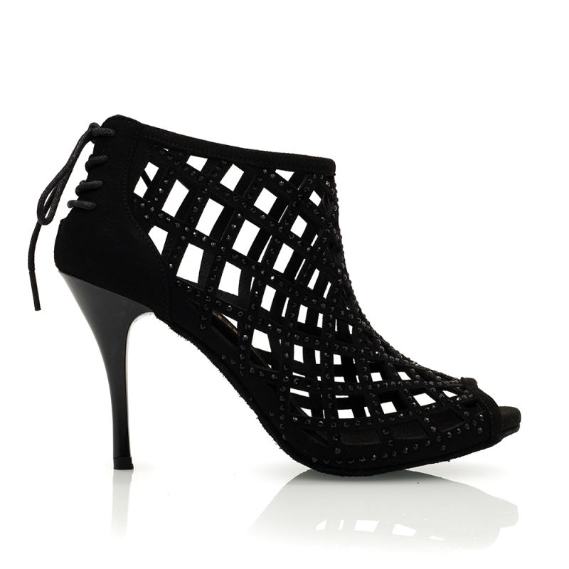 【Fever Pitch】Crystal Cut Outs Lace Up 9cm Tango Heel Boots