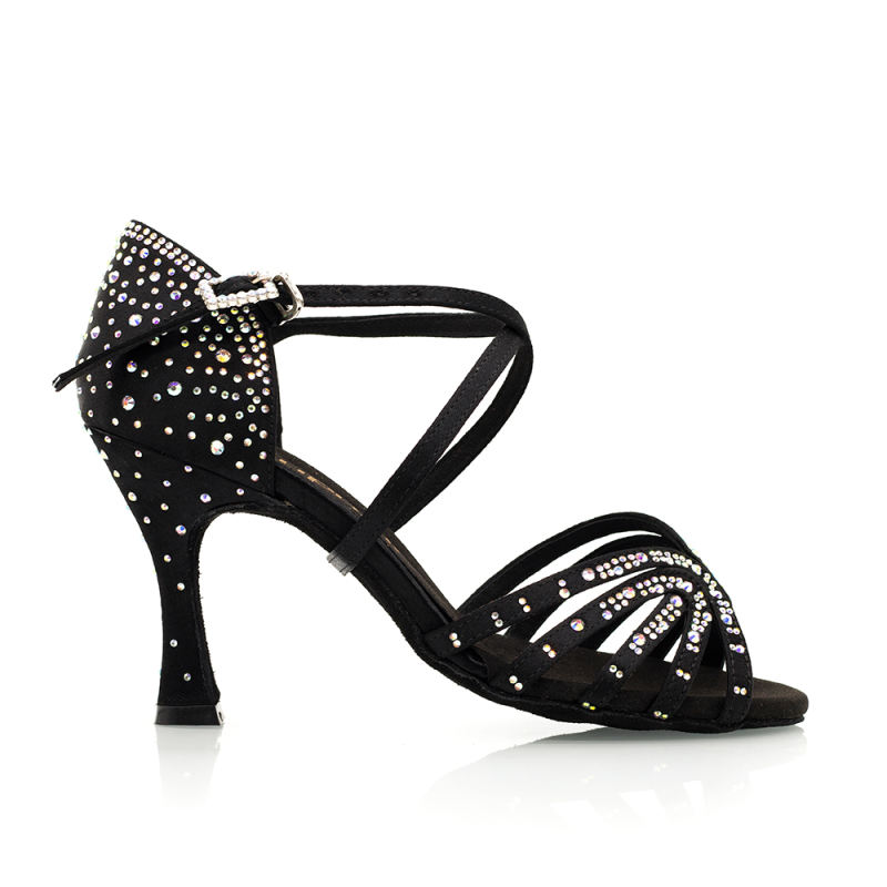 【Starry】Crystal Ankle Strap 8.5cm Flare Heel Sandals
