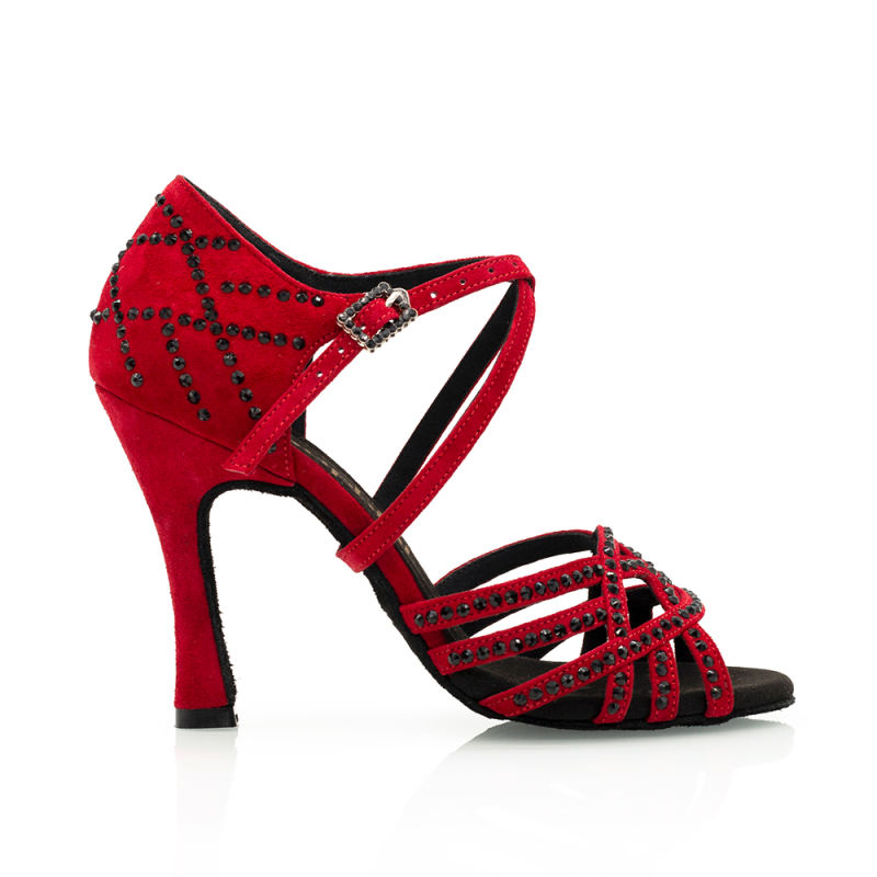 【Mamacita X Nasti】Red Leather With Black Crystal 10cm Dance Sandals
