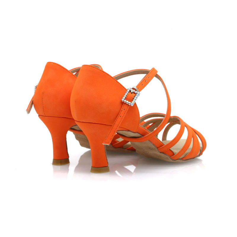 【True Color】Sunset Orange Flare Heel Latin Dance Heels