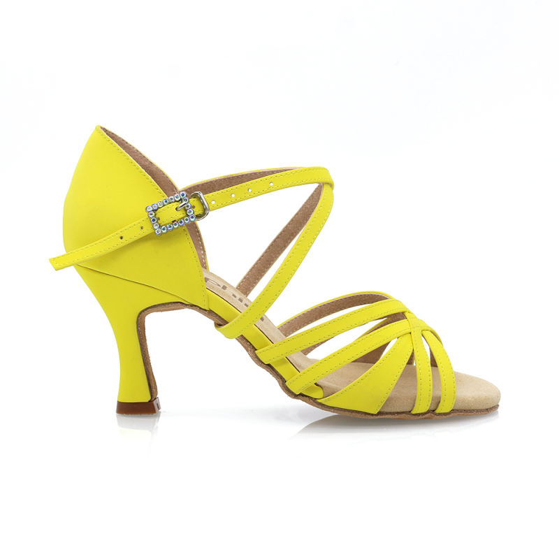 【True Color】Lemon Yellow Flare Heel Latin Dance Heels