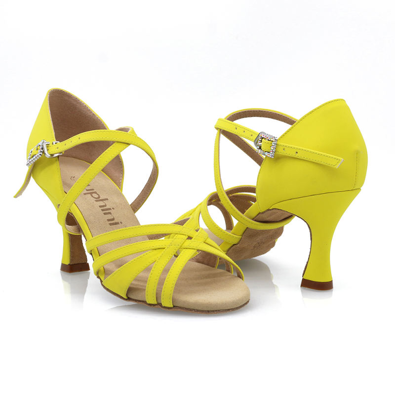 【True Color】Lemon Yellow Flare Heel Latin Dance Heels