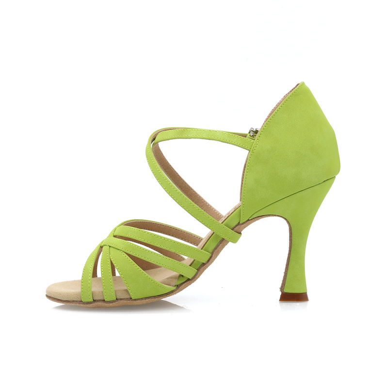 【True Color】Fresh Green Flare Heel Latin Dance Heels