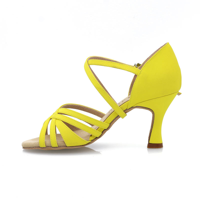 【True Color】Lemon Yellow Flare Heel Latin Dance Heels