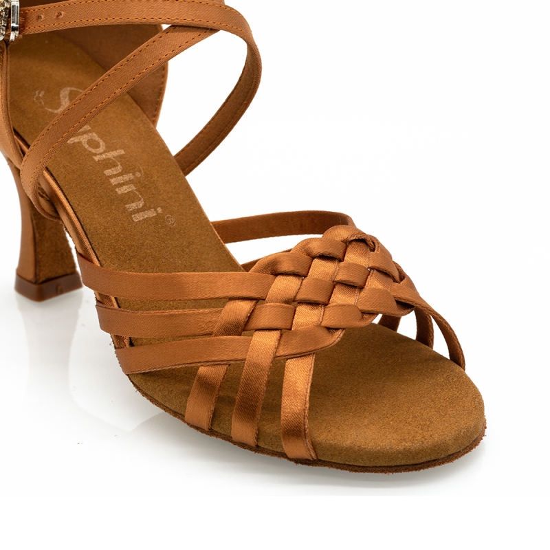 【Chica】Braid Bronze Satin 7.5/8.5/10cm Professional Latin Dance Shoes