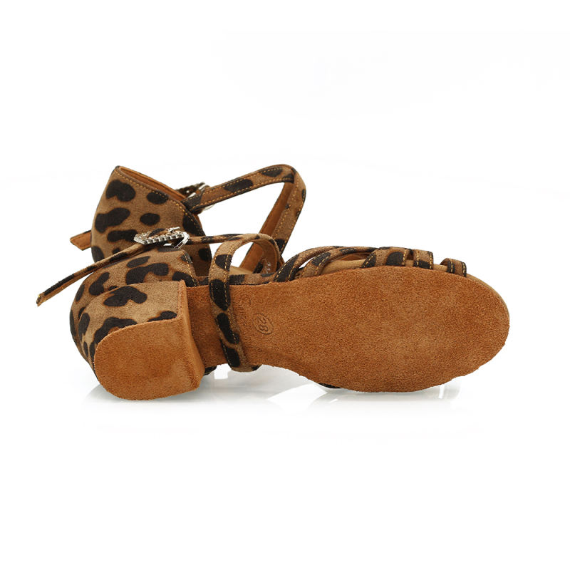 【Leopard Collection】Kids Series Cuban Heel Dance Shoes