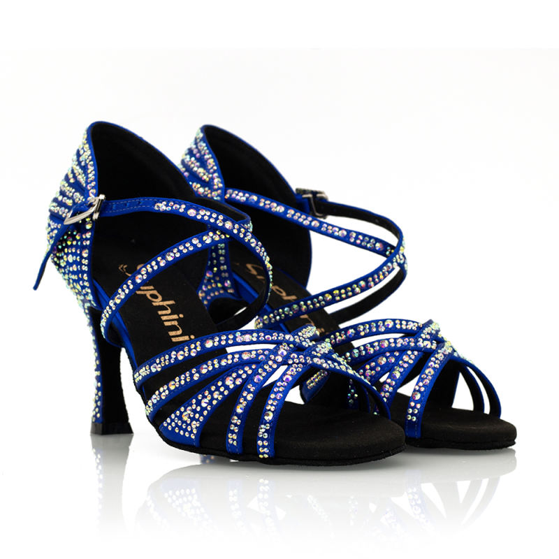 【Kira】Crystal 5 Strap 8.5cm Flare Heel Sandals