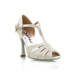 【License To Love】Glitter Open Toe 10cm Flare Heel Sandals