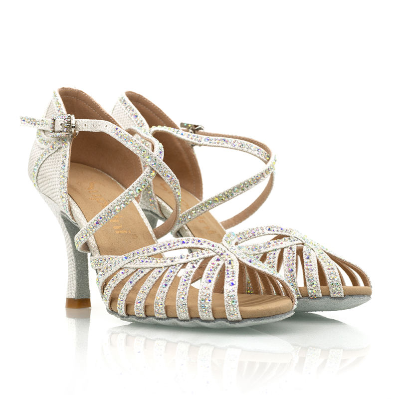 【Crush】9 Strap Crystal 8.5cm Flare Heel Sandals