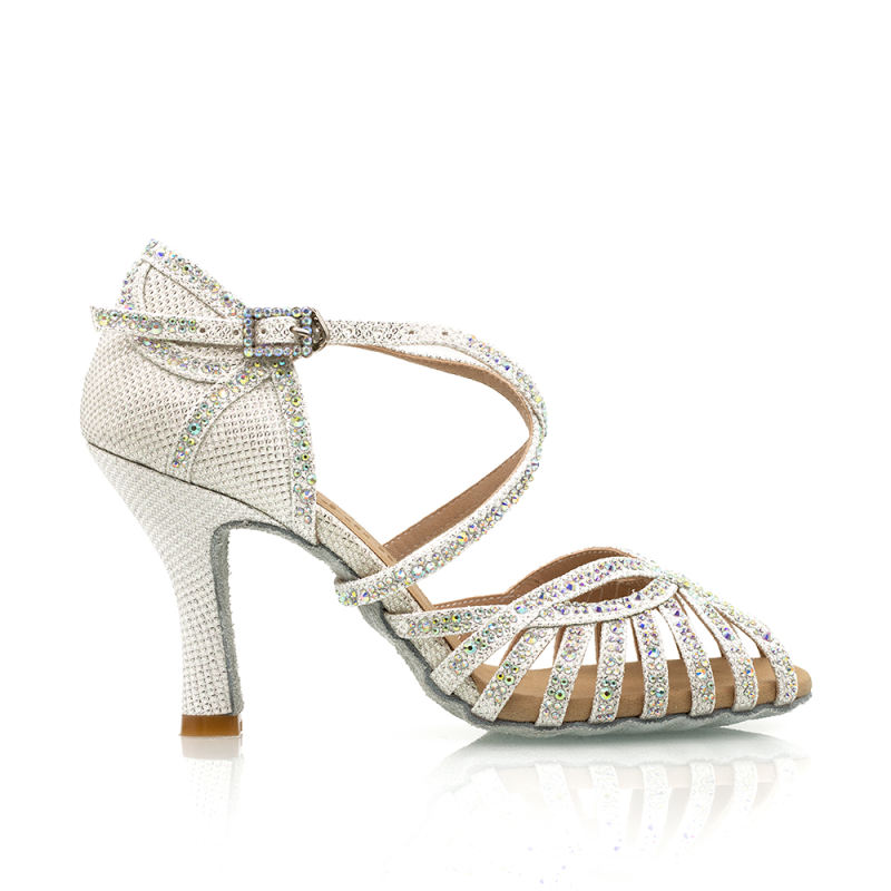 【Crush】9 Strap Crystal 8.5cm Flare Heel Sandals