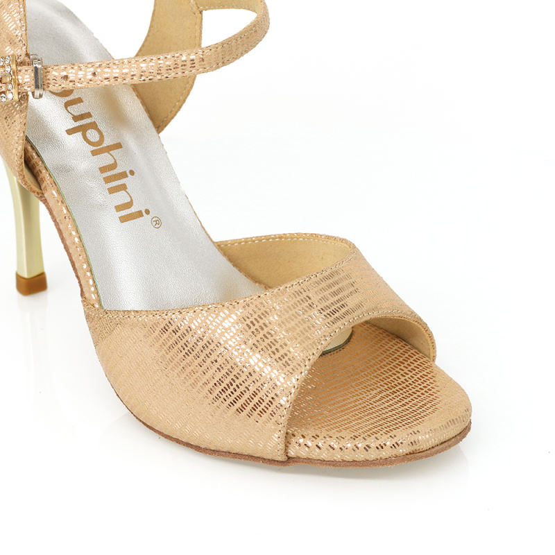 【Golden Hour】 Gold Microfiber With Sparkle Argentine Tango Dance Shoes