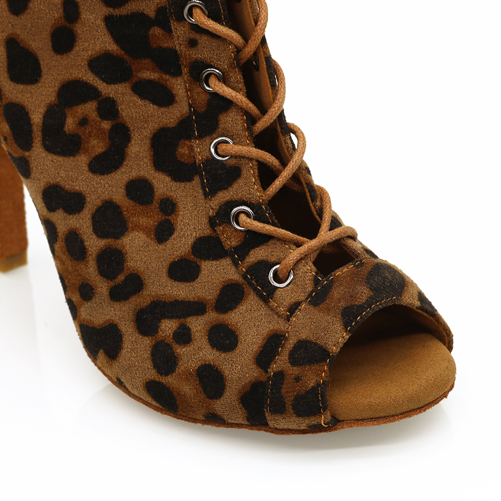 Peep toe leopard booties best sale