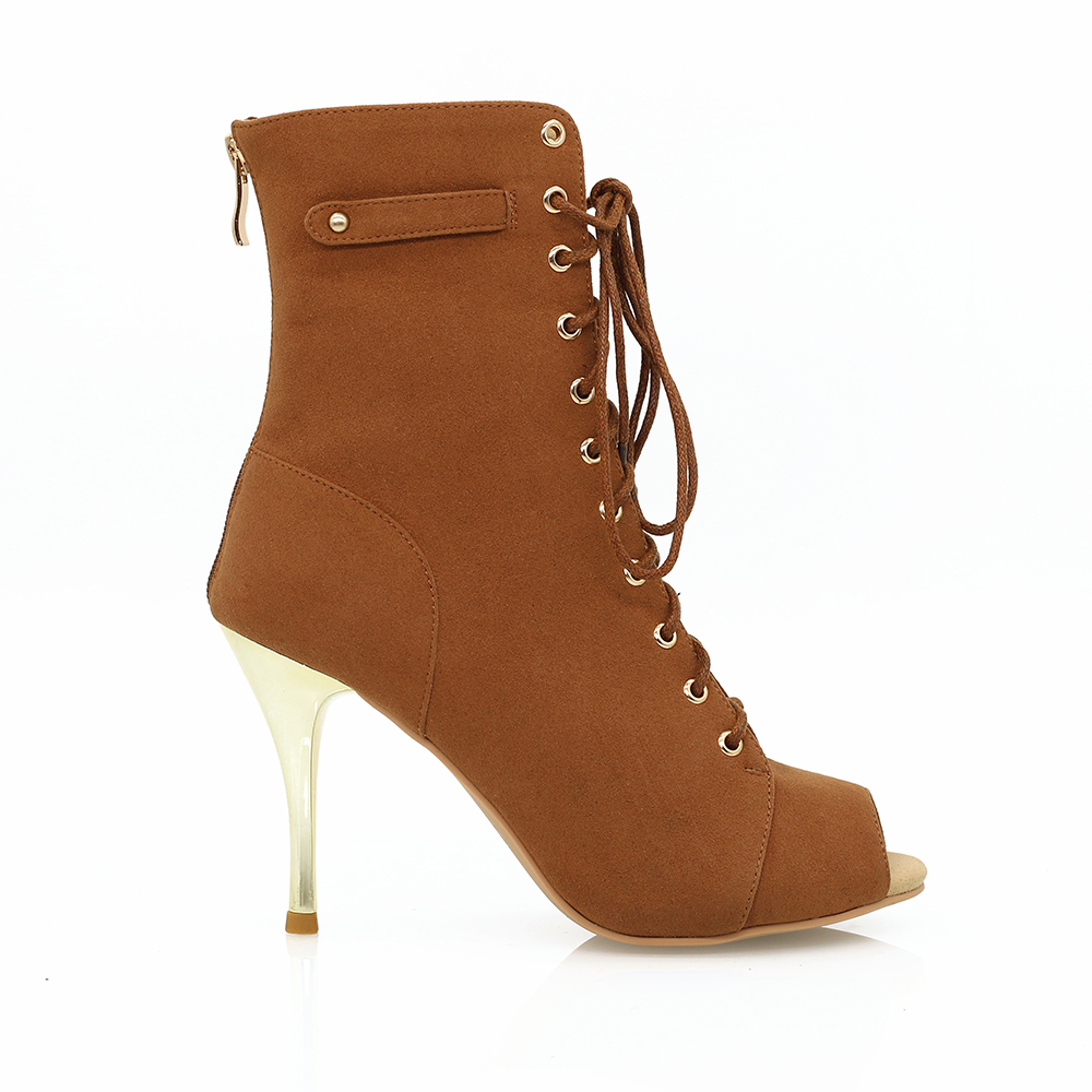 Jaguar Grace】ZIP Lace Up Leopard Satin With Mesh 9.5cm