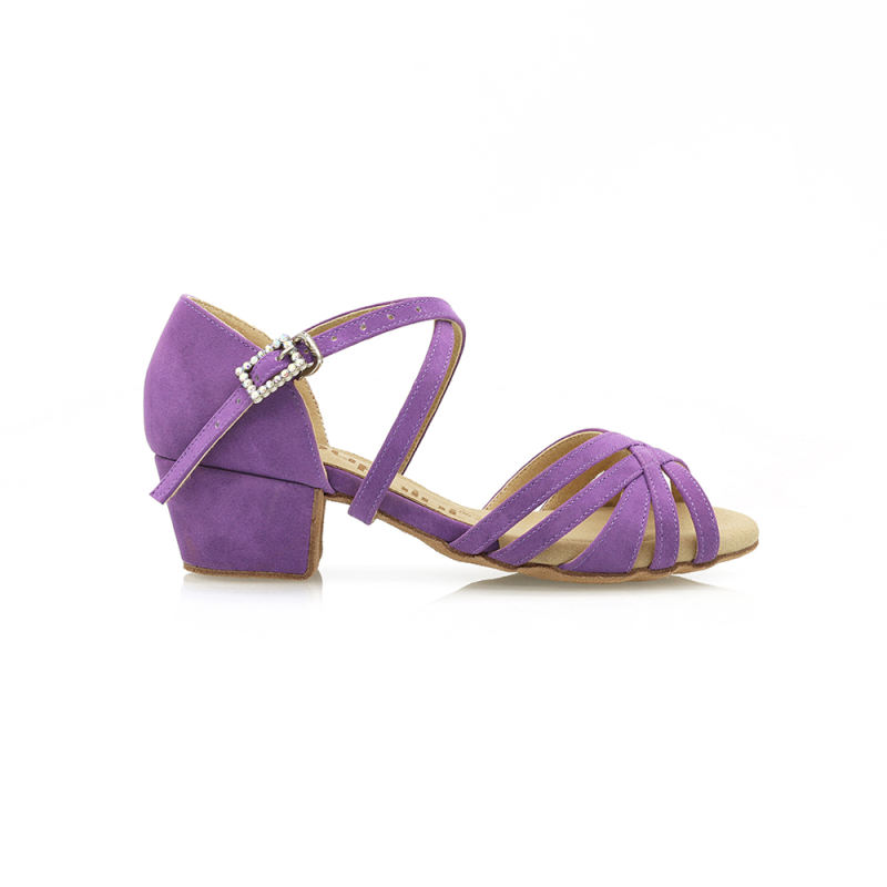 【True Color】Kids Series Violet Purple Cuban Heel Dance Shoes